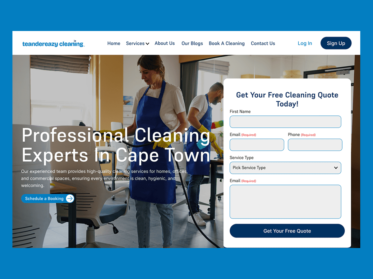 Tendereazy Home Page hero Section Website Website Design Hero Section - Tendereazy Cleaning